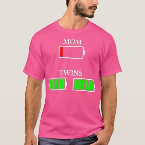 Kids Mom of twins mom battery empty parents gift m T_Shirt