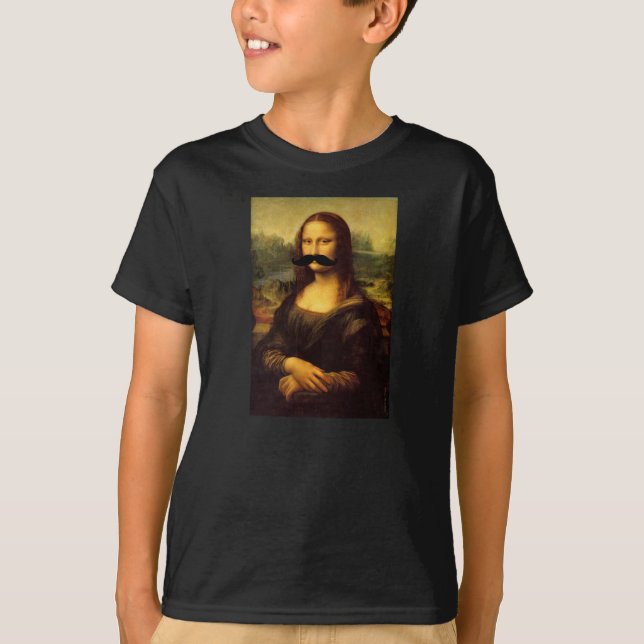 Kids' Mona Lisa Mustache Funny Tee by JaneZoe (Front)
