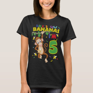 Kids Monkey 5th Birthday Zoo Let's Go Bananas I'm  T-Shirt