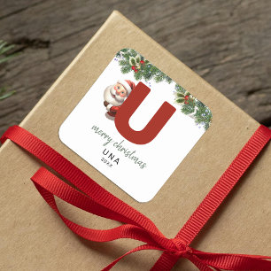 Kids Monogram Christmas Square Sticker