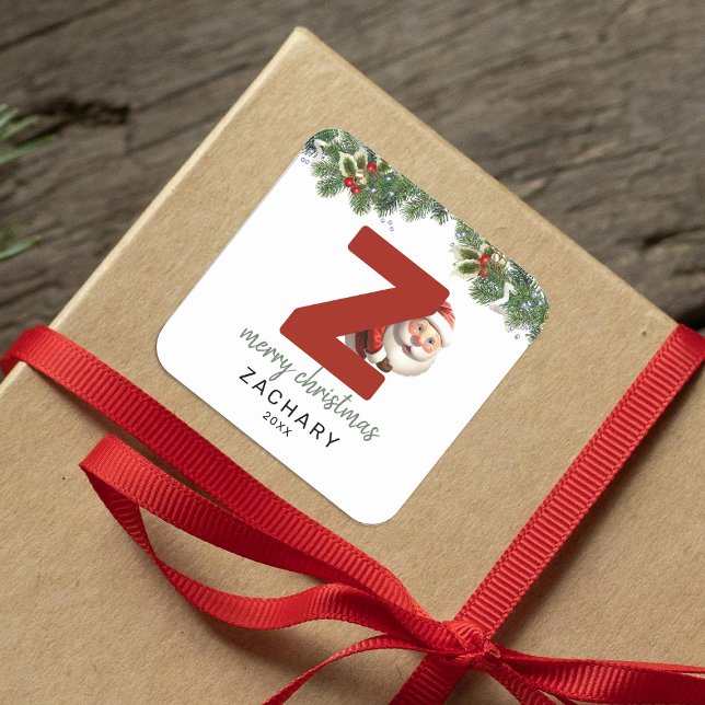 Kids Monogram Christmas Square Sticker (Creator Uploaded)