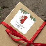 Kids Monogram Christmas Square Sticker<br><div class="desc">Give the gift of personalized charm this Christmas! Our monogram stickers,  featuring Santa hiding behind the letter I,  are a unique and thoughtful way to show your love. Customize with a name,  year and a heartfelt greeting. Make your Christmas gifts stand out!</div>