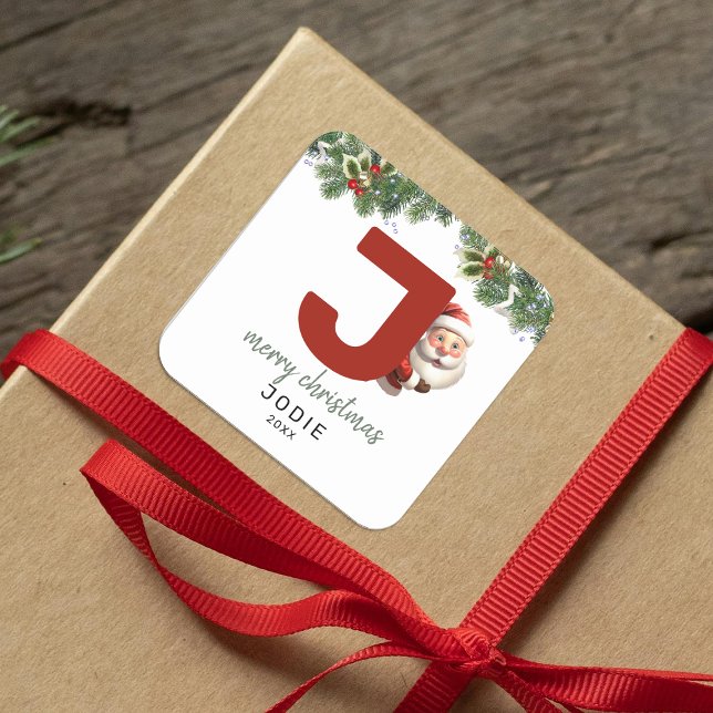 Kids Monogram Christmas Square Sticker (Creator Uploaded)