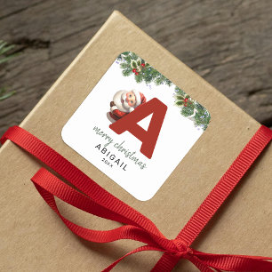 Kids Monogram Christmas Square Sticker