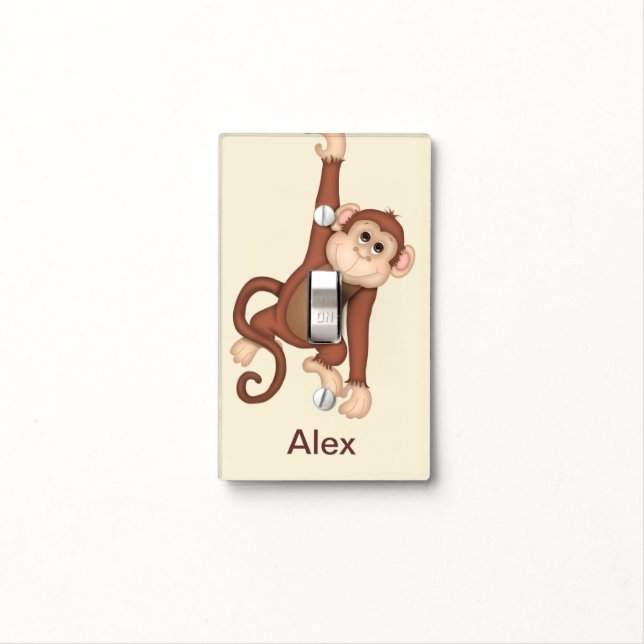 Kids Monogram Monkey Light Switch Covers (In Situ)