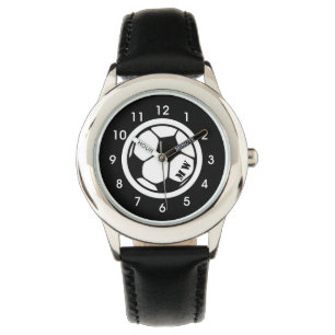 Kid's Monogram Soccer Watch Black