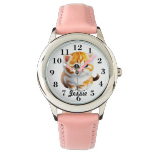 Kids Monogramed Kitten Watch