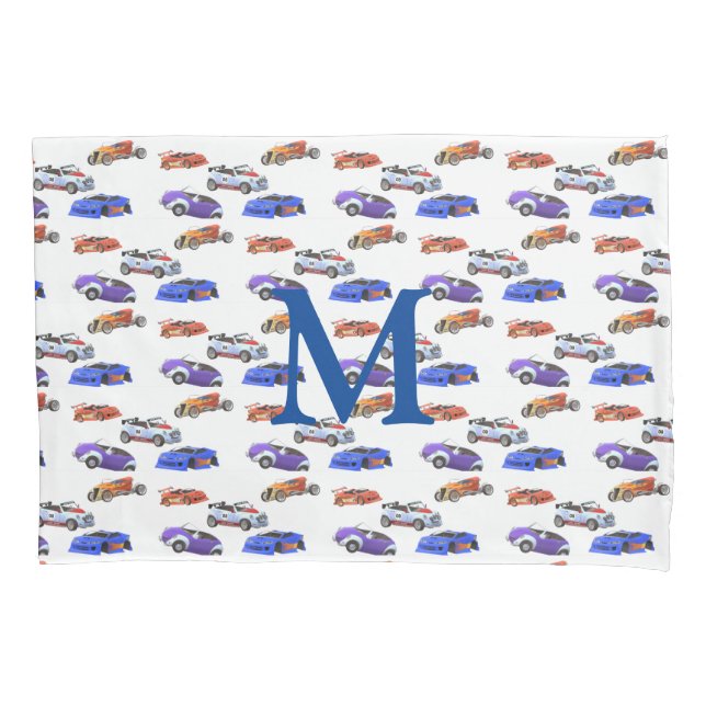 Kids' Monogrammed Cool Cars  Pillow Case (Front)
