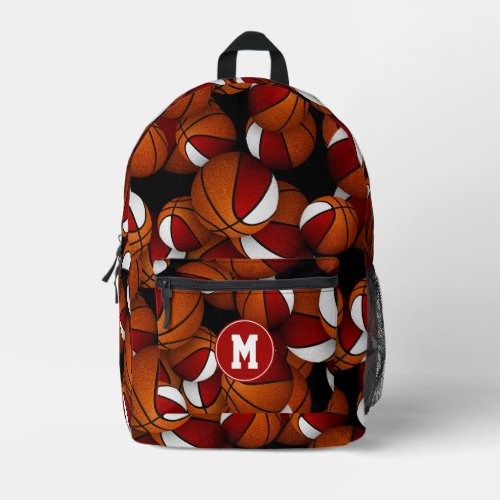 boys girls red white basketball personalized backpack