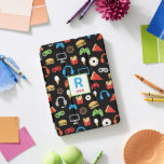 Kids Monogrammed Video Game Party Pattern Gamer iPad Pro Cover<br><div class="desc">Kids Monogrammed Video Game Party Pattern Gamer iPad Case. Personalize with name and initial. A pattern of headphones,  video game controllers,  ice cream,  donuts,  pizza,  french fries and burgers. www.SamAnnDesigns.com</div>