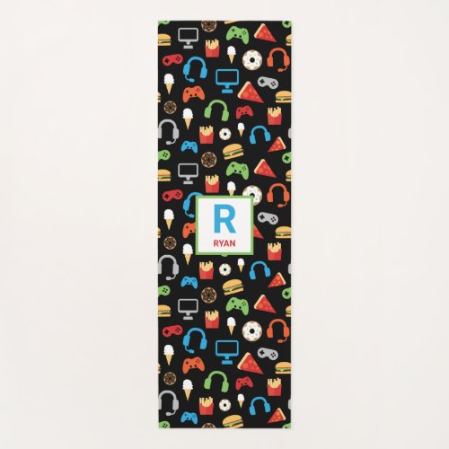 Kids Monogrammed Video Game Tech Party Gamer Yoga Mat