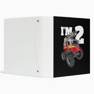 Kids Monster Fire Truck 2nd Birthday Boy 2 Toddler 3 Ring Binder