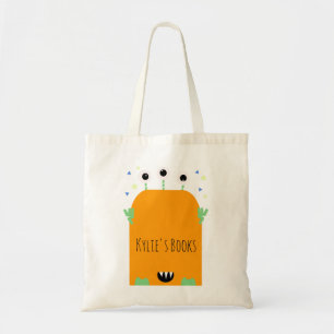 Kids Monster Orange Cartoon Library Book Tote Bag