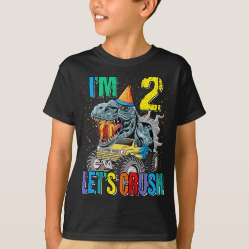 Kids Monster Truck 2 Year Old Tee 2nd Birthday Boy