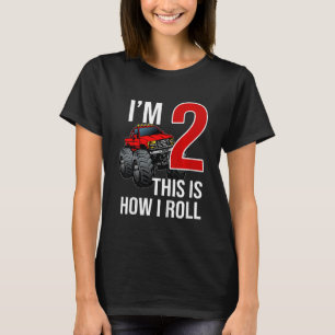 Kids Monster Truck 2nd Birthday 2 year Old Birthda T-Shirt