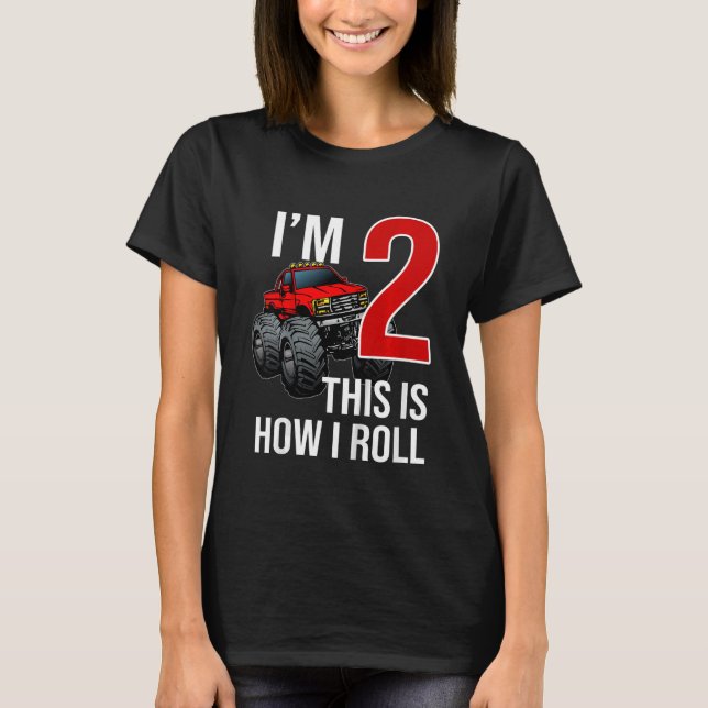 Kids Monster Truck 2nd Birthday 2 year Old Birthda T-Shirt (Front)