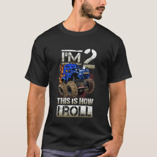 Kids Monster Truck 2nd Birthday 2 year Old Birthda T-Shirt
