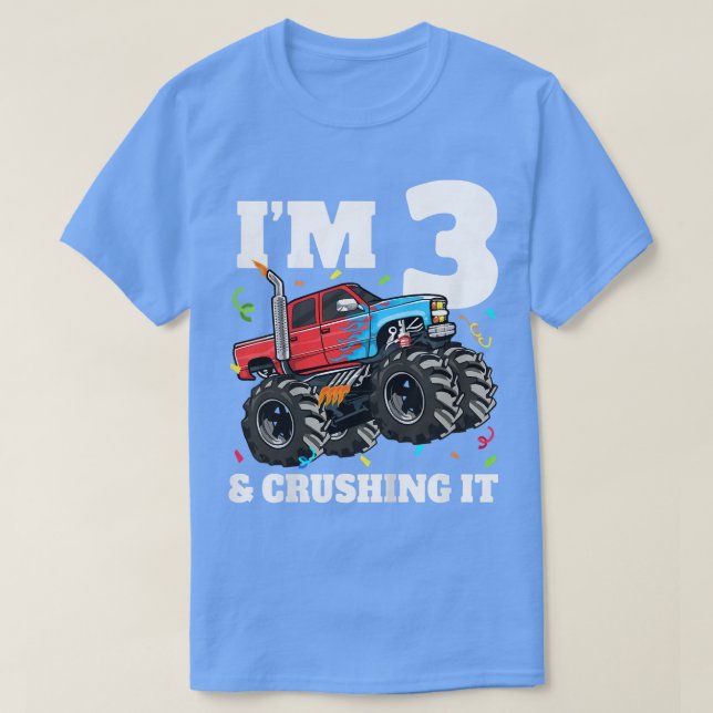 Kids Monster Truck 3rd Birthday Boy 3 Three Year O T-Shirt (Design Front)