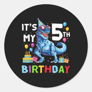 Kids Monster Truck 5 Year Old  5th Birthday Boy Mo Classic Round Sticker