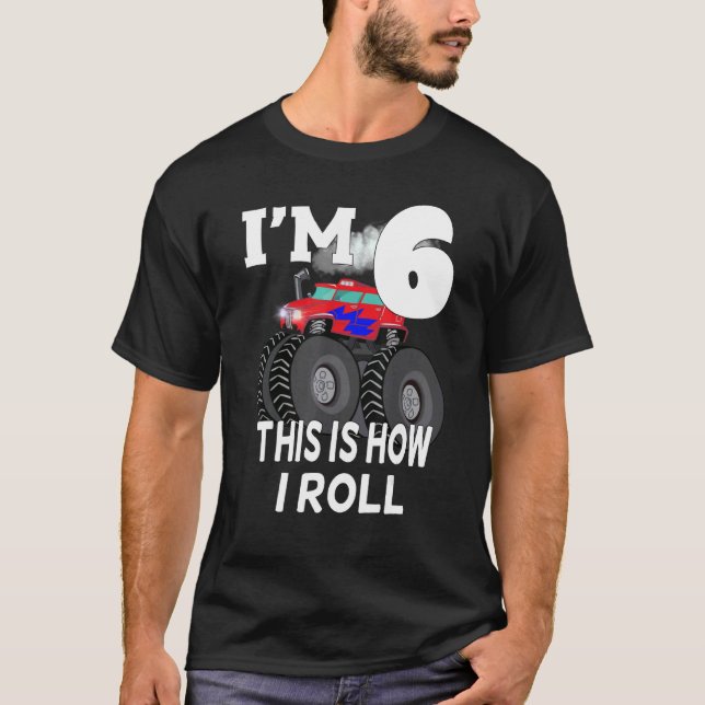 Kids Monster Truck 6th Birthday Birthday T-Shirt (Front)