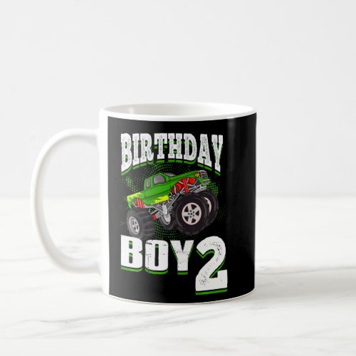 Kids Monster Truck Birthday Boy Is 2 Kids 2nd Birt Coffee Mug