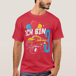 Kids Monster Truck Birthday Gift Ich bin schon 3 J T-Shirt