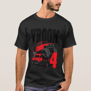 Kids Monster Truck Birthday Vroom I'm 4 T-Shirt