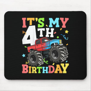 Kids Monster Truck Its My 4th Birthday Boy 4 Four  Mouse Pad