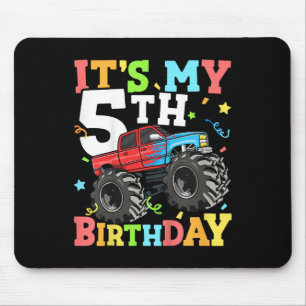 Kids Monster Truck Its My 5th Birthday Boy 5 Five  Mouse Pad