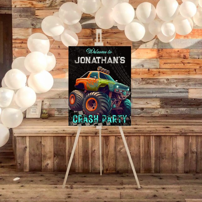 Kids Monster Truck Rally Birthday Welcome Sign (Creator Uploaded)