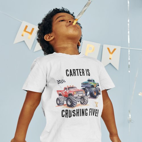 Kids Monster Trucks Birthday T_Shirt