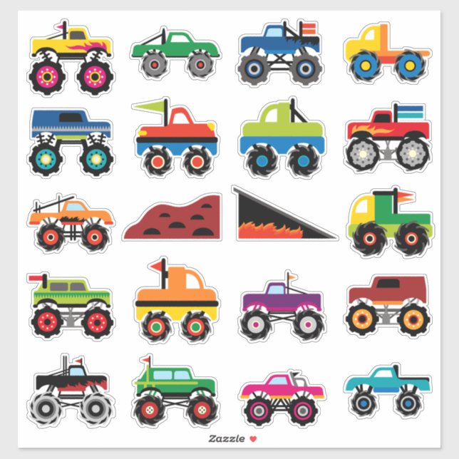 Kids Monster Trucks Sticker (Sheet)