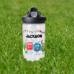 Kids Monsters Photo Water Bottle<br><div class="desc">This monster themed water bottle is perfect for kids at school or on the go. The bottle features,  4 monsters in shades of green,  blue and red,  bunting and their name. The font styles,  sizes and colors can be changed after personalizing by clicking on the customize further link.</div>