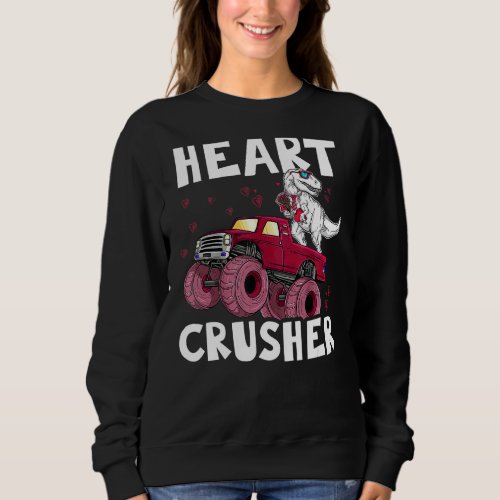 Kids Monsters Truck Hearts Crusher Dinosaur Lover  Sweatshirt