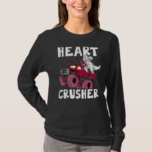 Kids Monsters Truck Hearts Crusher Dinosaur Lover  T_Shirt
