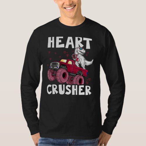 Kids Monsters Truck Hearts Crusher Dinosaur Lover  T_Shirt