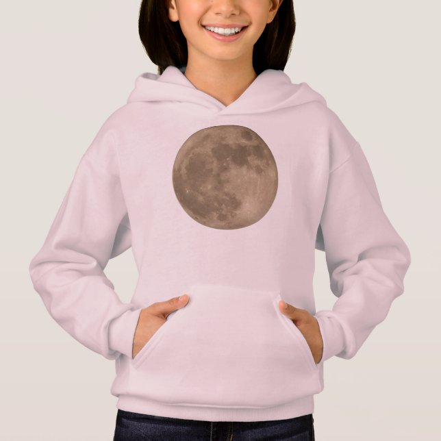 Kid's Moon Hoodie Full Moon Girl's Sweatshirts (Front)