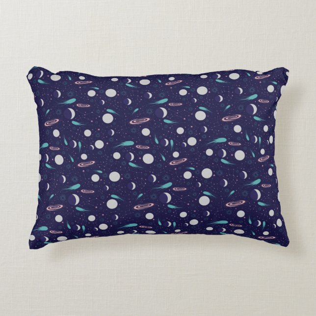 Kids Moon Meteor Black Hole Planet Comet Accent Pillow (Front)
