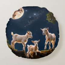 "Kid's Moonlight Flight: Whimsical Baby Goat Pillo