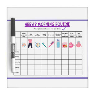 Kids Morning Routine Checklist with Cute Icons Dry Erase Board