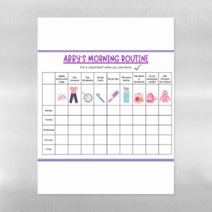 Kids Morning Routine Checklist with Cute Icons Magnetic Dry Erase Sheet