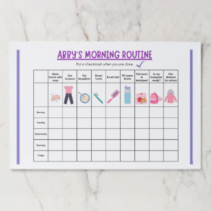 Kids Morning Routine Checklist with Cute Icons Paper Pad