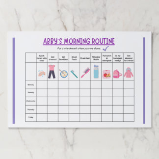 Kids Morning Routine Checklist with Cute Icons Paper Pad
