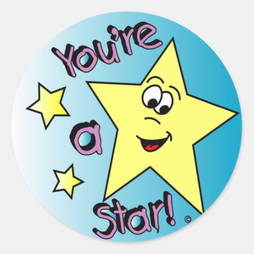 Kids Motivational Youre A Star Classic Round Sticker