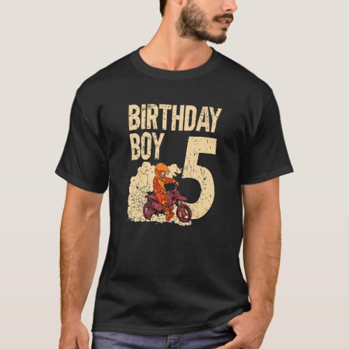 Kids Motocross 5th Birthday Party Mx 5 Year Old Di T_Shirt