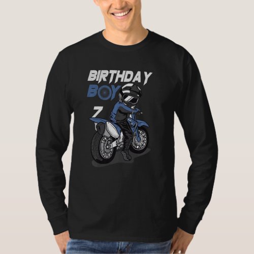 Kids Motorcross Dirty Bike 7th Birthday Boy Party  T_Shirt