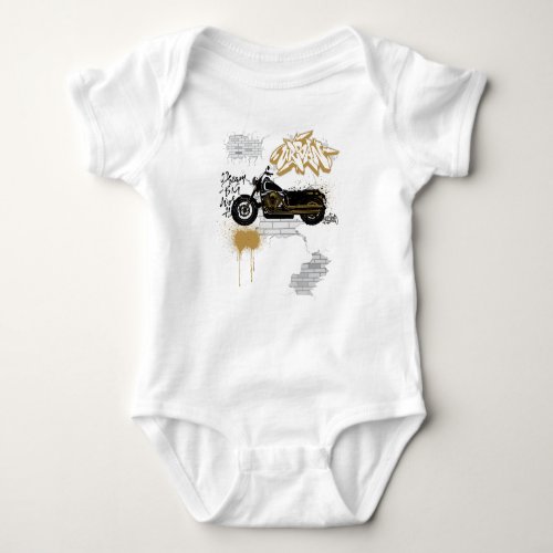 Kids Motorcycle graffiti white t_shirt  Baby Bodysuit