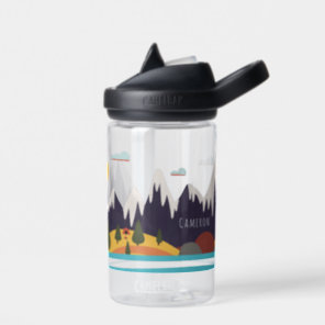 Kids Mountain Landscape With Name Water Bottle