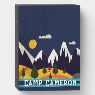 Kids Mountain Landscape With Name Wooden Box Sign