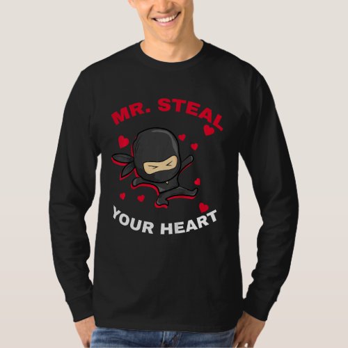 Kids Mr Steal Your Heart Toddler Ninja Valentines  T_Shirt